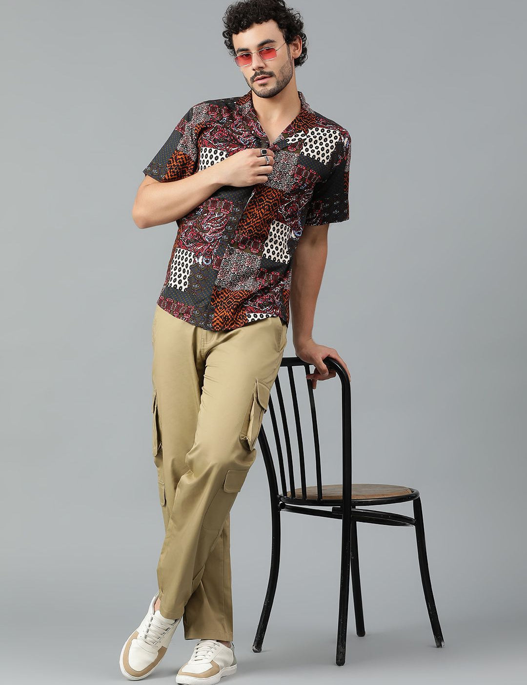 Kotty Men Cuban Collar Ethnic Motifs Printed Casual Shirt