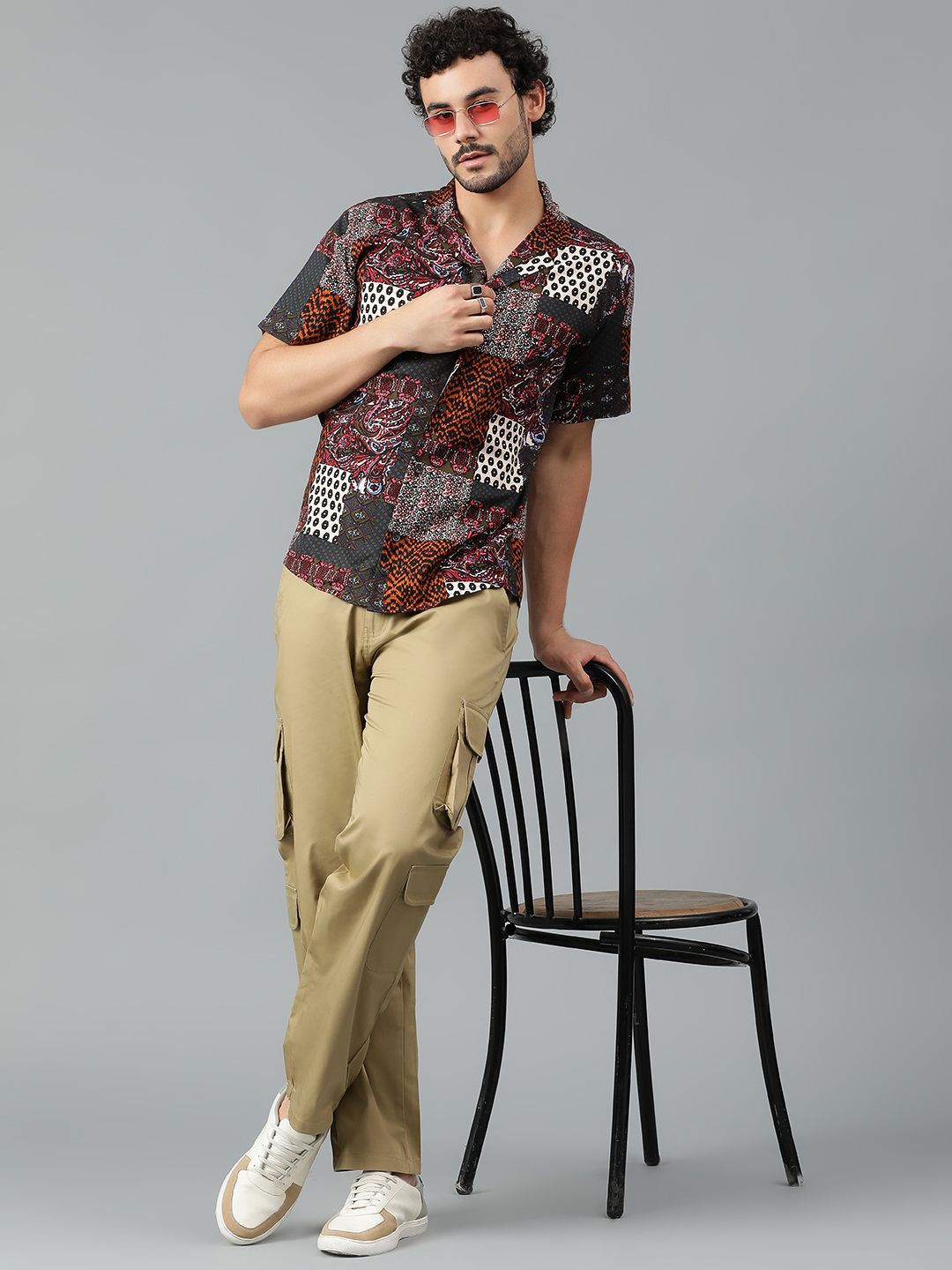 Kotty Men Cuban Collar Ethnic Motifs Printed Casual Shirt