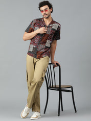 Kotty Men Cuban Collar Ethnic Motifs Printed Casual Shirt
