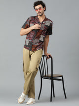 Kotty Men Cuban Collar Ethnic Motifs Printed Casual Shirt