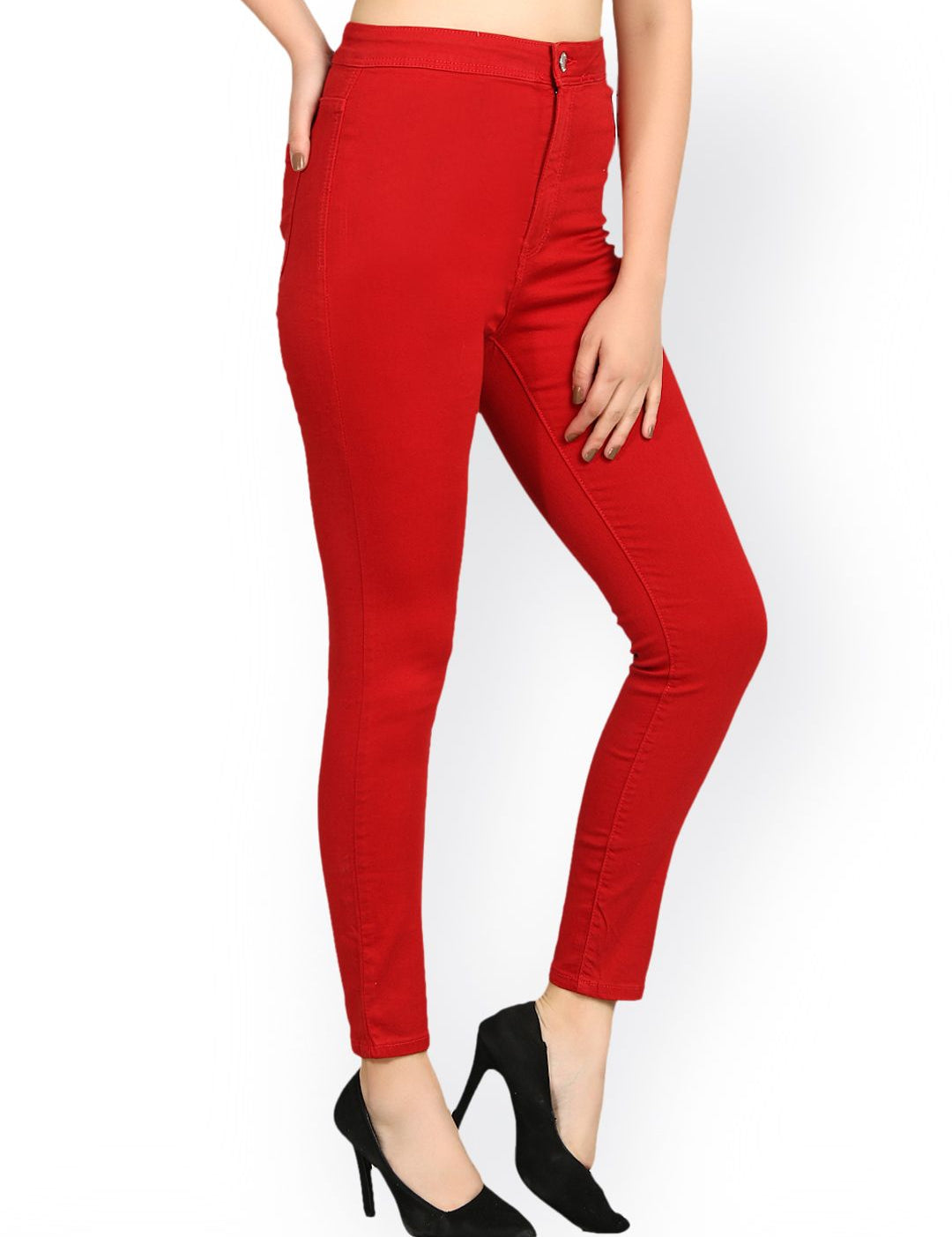 Kotty Women Red Skinny Fit High-Rise Clean Look Stretchable Jeans