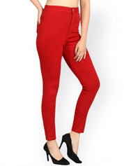 Kotty Women Red Skinny Fit High-Rise Clean Look Stretchable Jeans