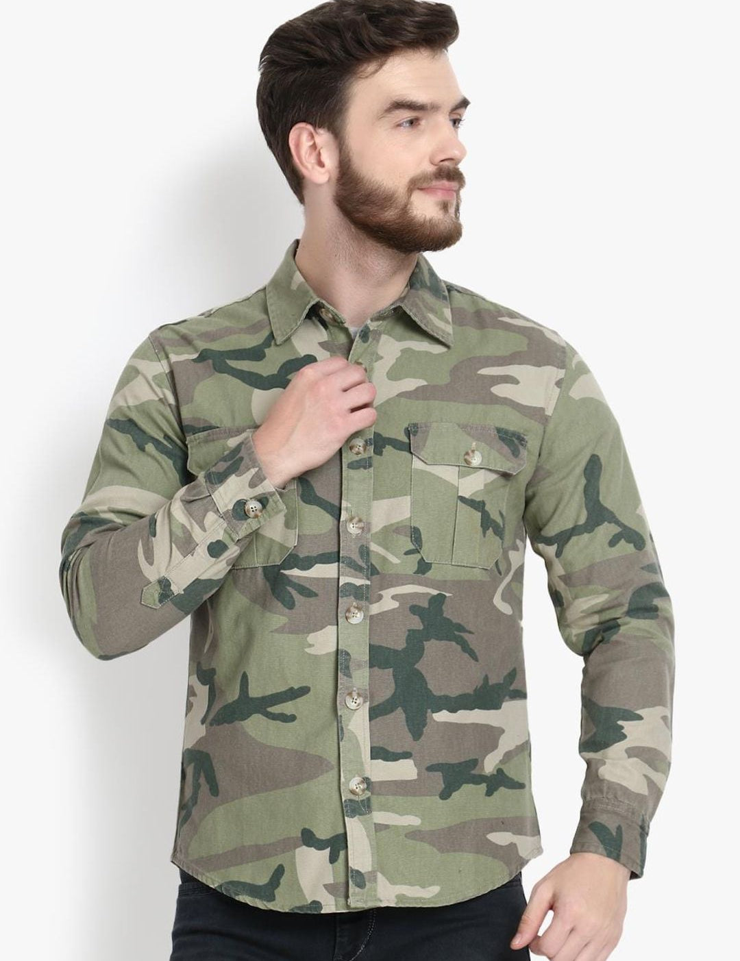 Kotty Men Khaki Printed Lightweight Tailored Jacket