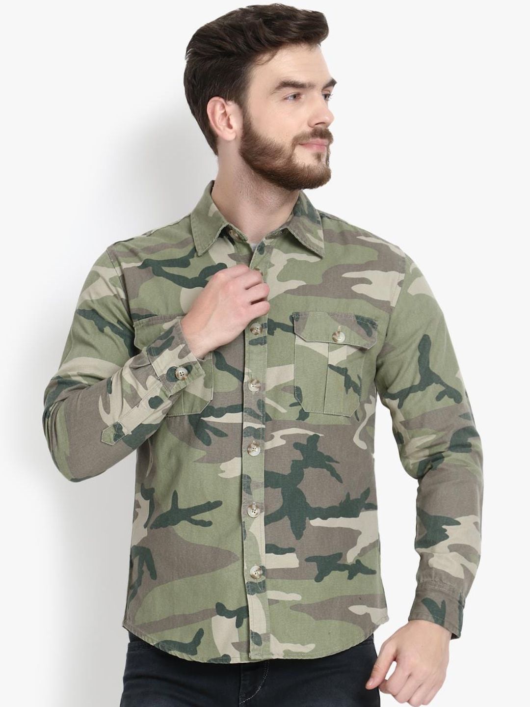 Kotty Men Khaki Printed Lightweight Tailored Jacket