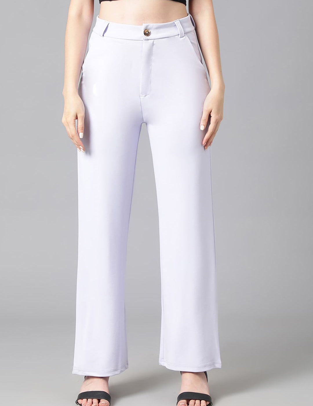 KOTTY BIZwear Women Purple Relaxed Straight Leg Straight Fit High-Rise Easy Wash Parallel Trousers