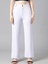 KOTTY BIZwear Women Purple Relaxed Straight Leg Straight Fit High-Rise Easy Wash Parallel Trousers