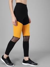 Kotty Women Black & Yellow Colourblocked Tights