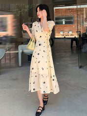 Kotty Floral Printed V-Neck Wrap Maxi Dress