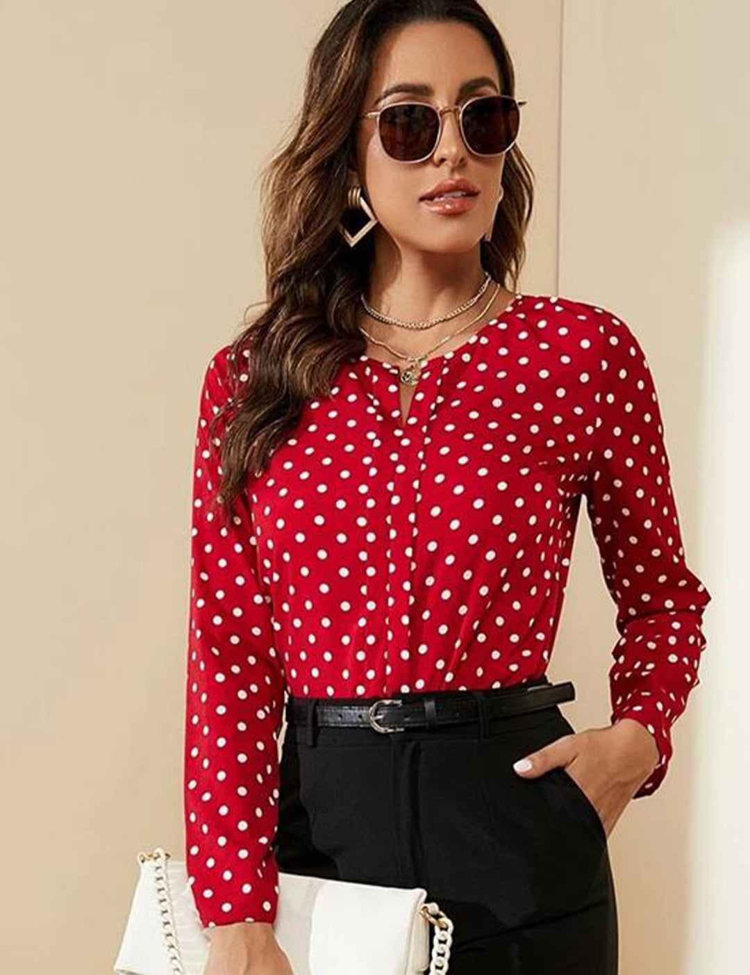 Kotty Red Polka Dot Printed Top