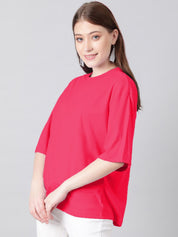 KOTTY Basics Round Neck Drop-Shoulder Sleeves Oversized Fit Cotton T-Shirt