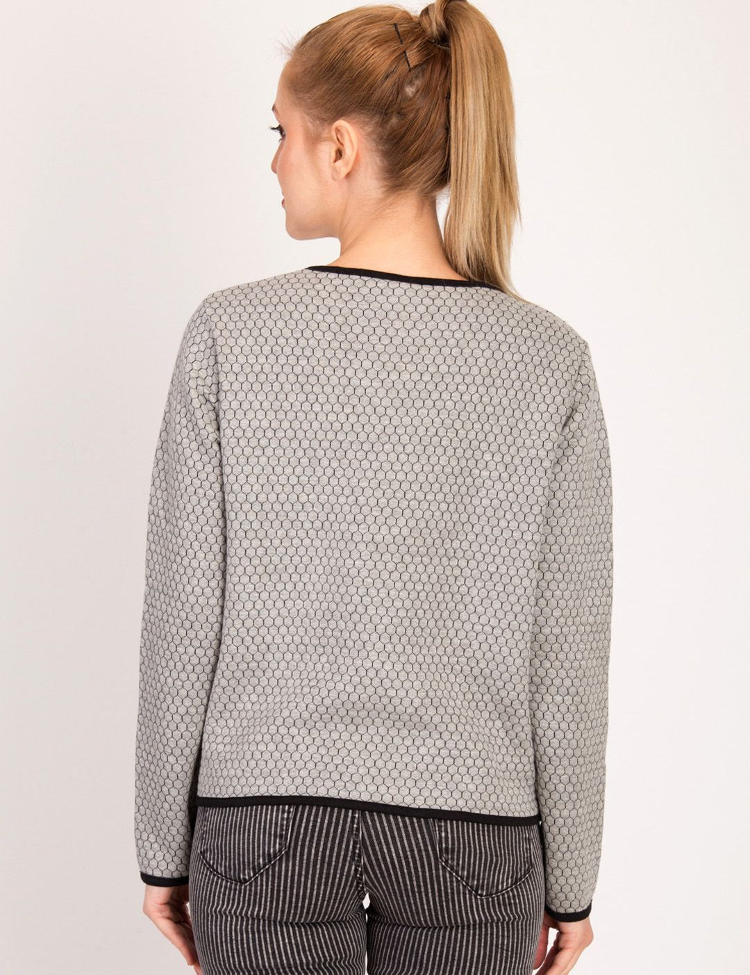 Kotty Women Grey Self Design Tailored Jacket