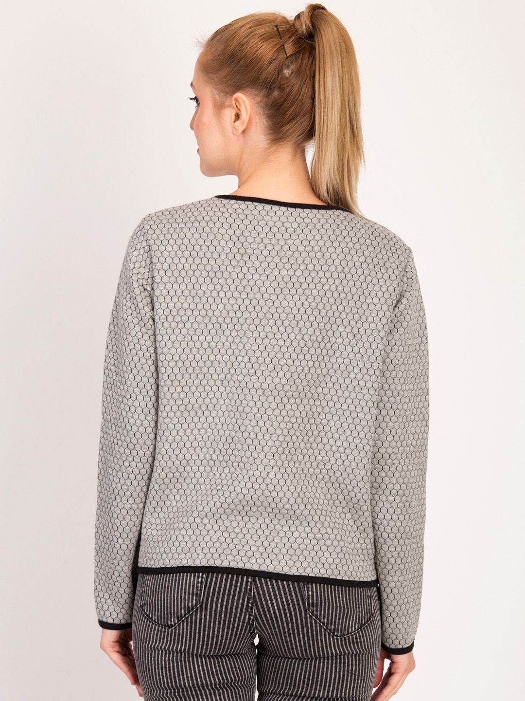 Kotty Women Grey Self Design Tailored Jacket