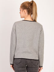 Kotty Women Grey Self Design Tailored Jacket