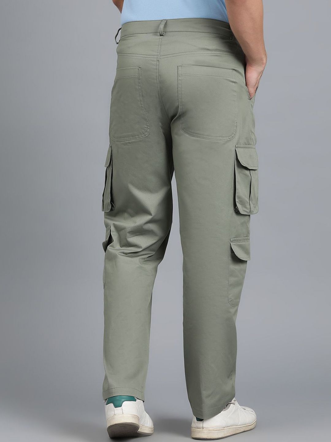 Kotty Men Relaxed Low-Rise Easy Wash Cargos Trousers