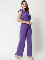 Kotty One Shoulder Ruffles Details Top & Trouser Co-Ords Set
