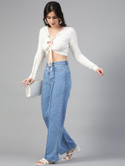 Kotty Women Jean Straight Fit High-Rise Light Fade Stretchable Jeans