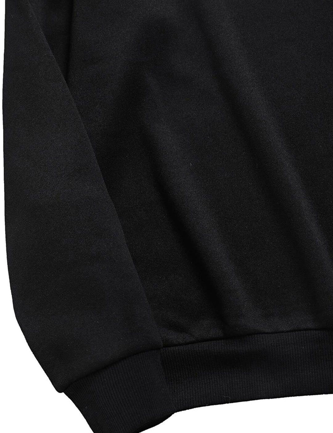 Kotty Black Graphic Printed Round Neck Pullover Sweatshirt