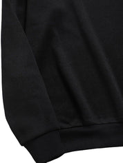 Kotty Black Graphic Printed Round Neck Pullover Sweatshirt