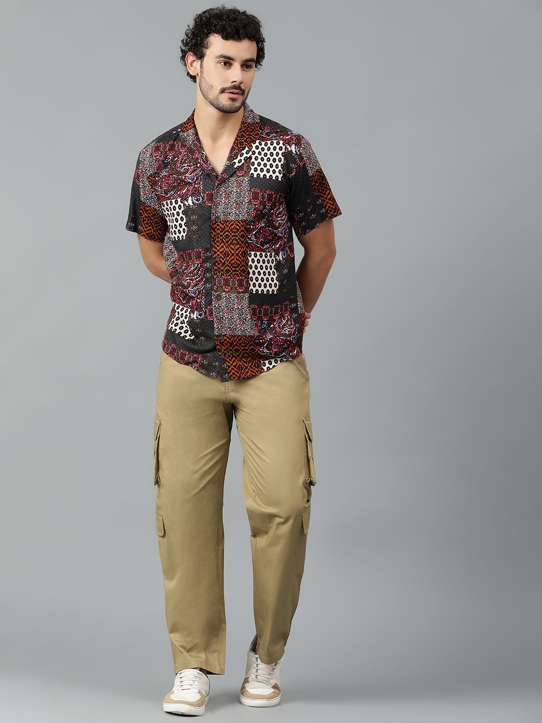 Kotty Men Cuban Collar Ethnic Motifs Printed Casual Shirt