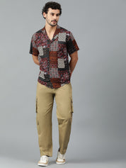 Kotty Men Cuban Collar Ethnic Motifs Printed Casual Shirt