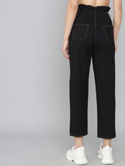 Kotty Women Black Boyfriend Fit High-Rise Pure Cotton Jeans