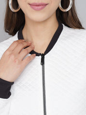 Kotty Women White Lightweight Bomber Jacket