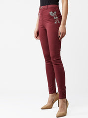 Kotty Women Maroon Skinny Fit High Rise Jeans