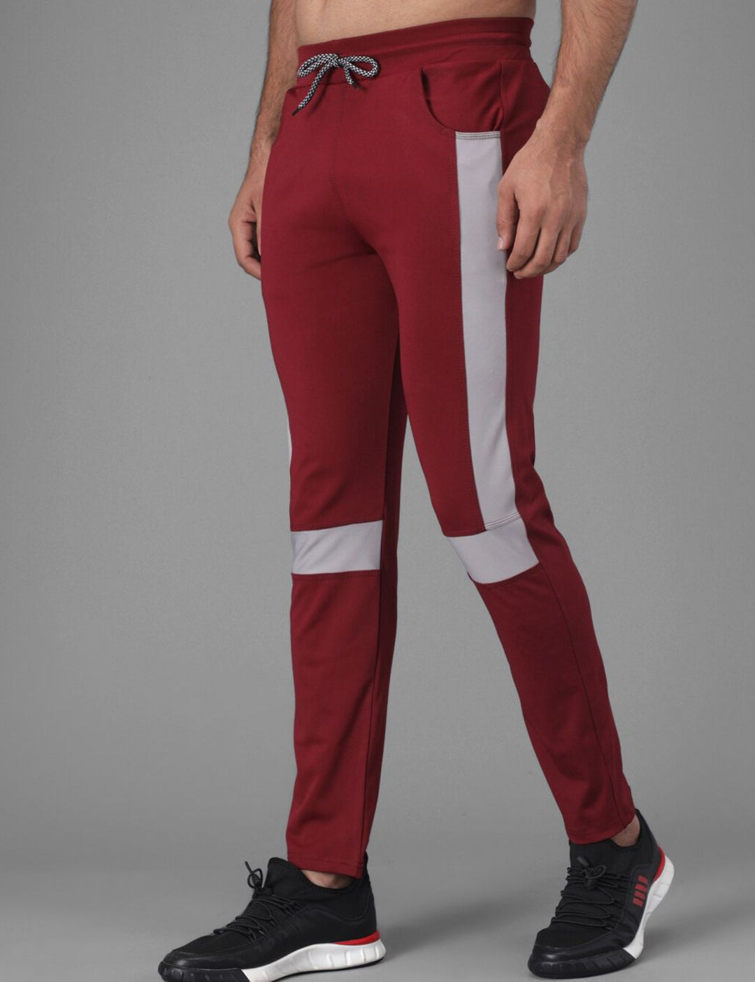 Kotty Men Maroon Straight Fit Colourblocked Track Pants