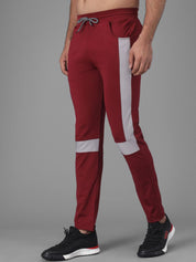 Kotty Men Maroon Straight Fit Colourblocked Track Pants