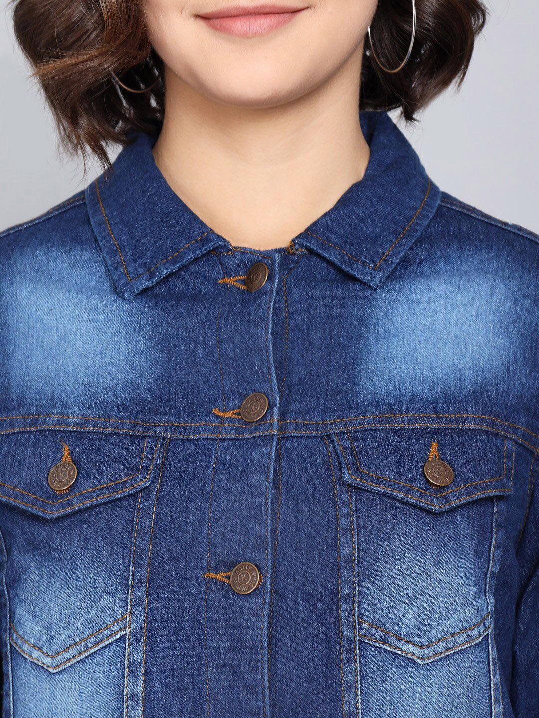 Kotty Women Blue Washed Denim Jacket