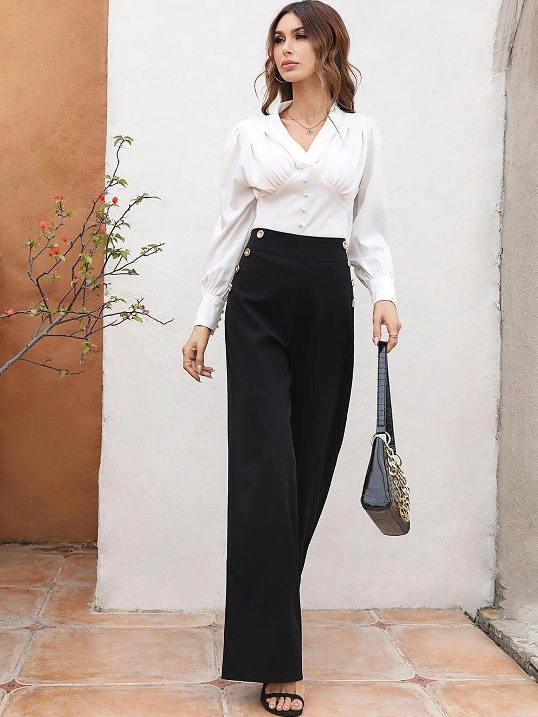 Kotty Women Relaxed Straight Fit High-Rise Easy Wash Trousers