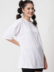 Kotty Women White Extended Sleeves Oversized T-shirt