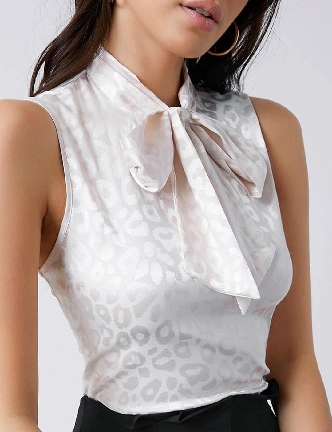 KOTTY BIZwear Abstract Printed Tie-Up Neck Satin Regular Top