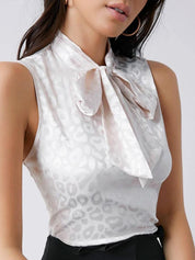 KOTTY BIZwear Abstract Printed Tie-Up Neck Satin Regular Top