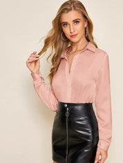 Kotty Satin Shirt Style Solid Top