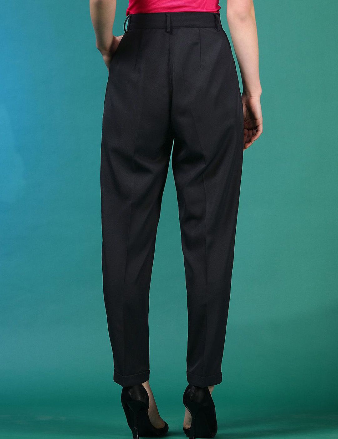 KOTTY BIZwear Women Relaxed High-Rise Easy Wash Peg Trousers