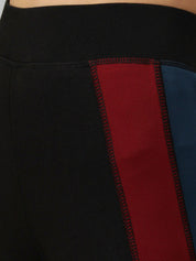 Kotty Women Black & Teal Blue Ccolourblocked Tights