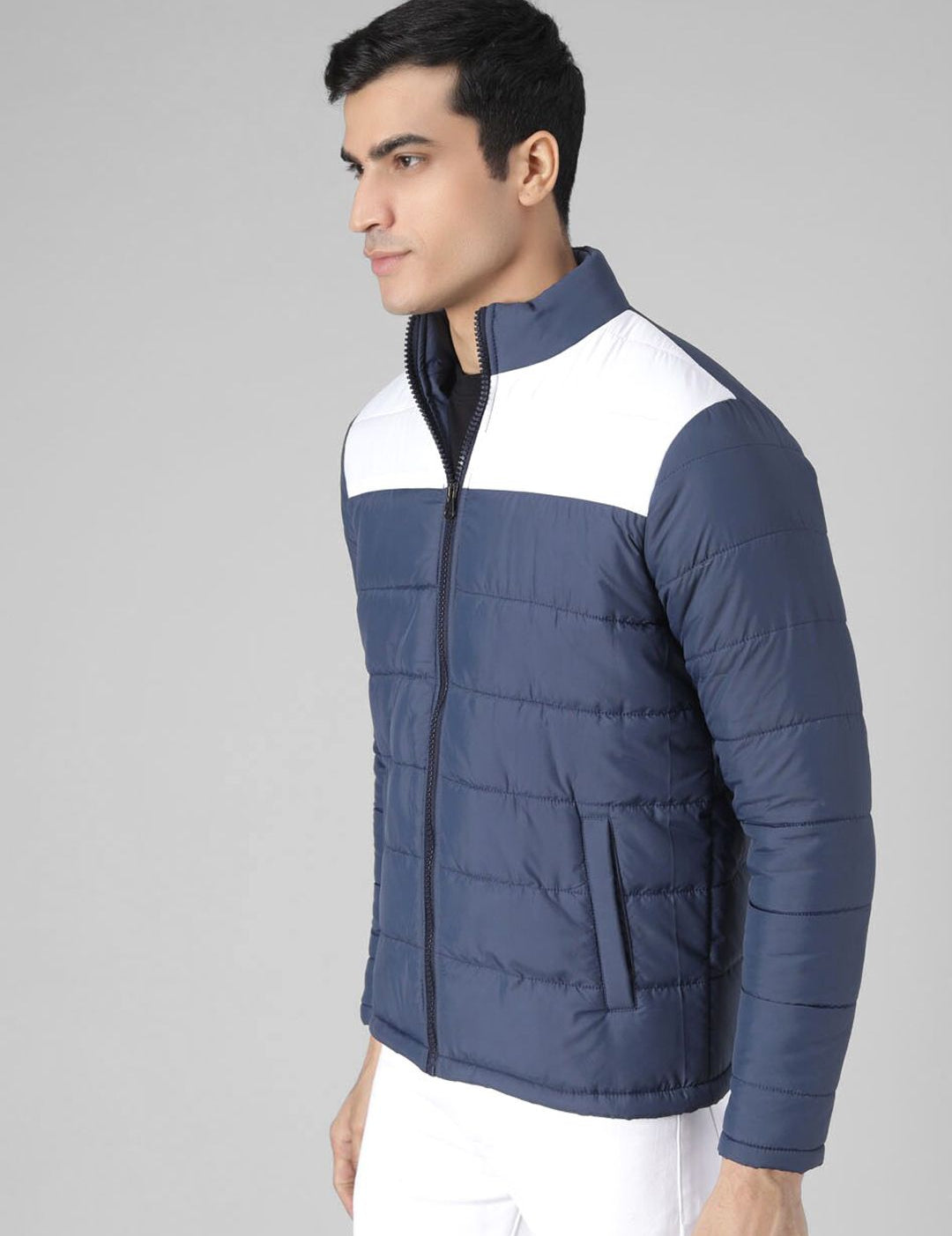 Kotty Men Blue Colourblocked Puffer Jacket
