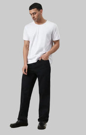 Kotty Men Black Jean Straight Fit Low-Rise Clean Look Stretchable Jeans