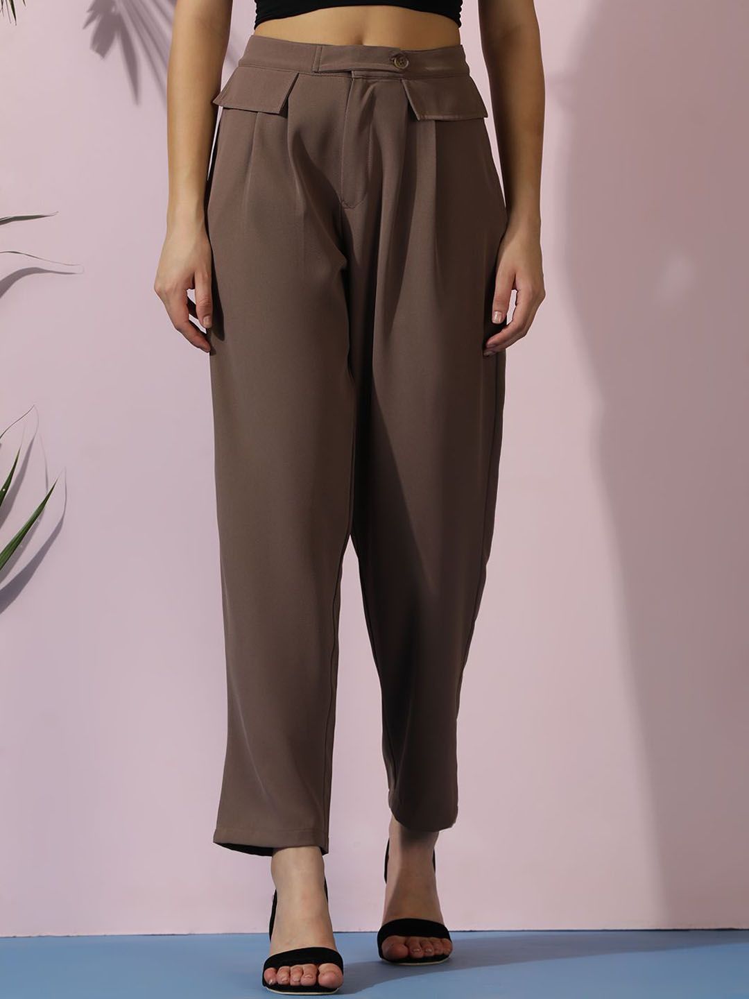 Kotty Women Relaxed High-Rise Easy Wash Pleated Trousers