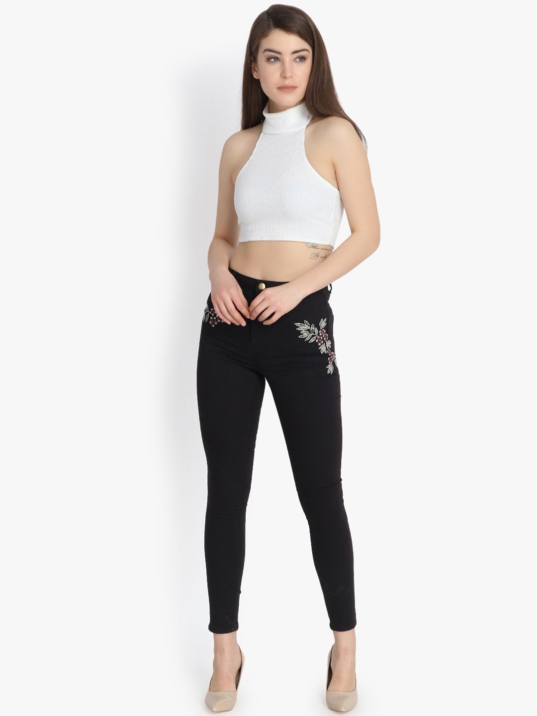 Kotty Women Black Skinny Fit High-Rise Clean Look Stretchable Jeans