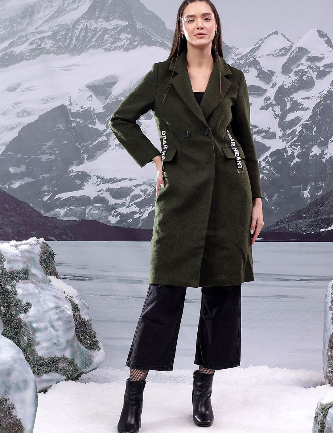 Kotty Women Notched Lapel Cotton Single-Breasted Overcoat