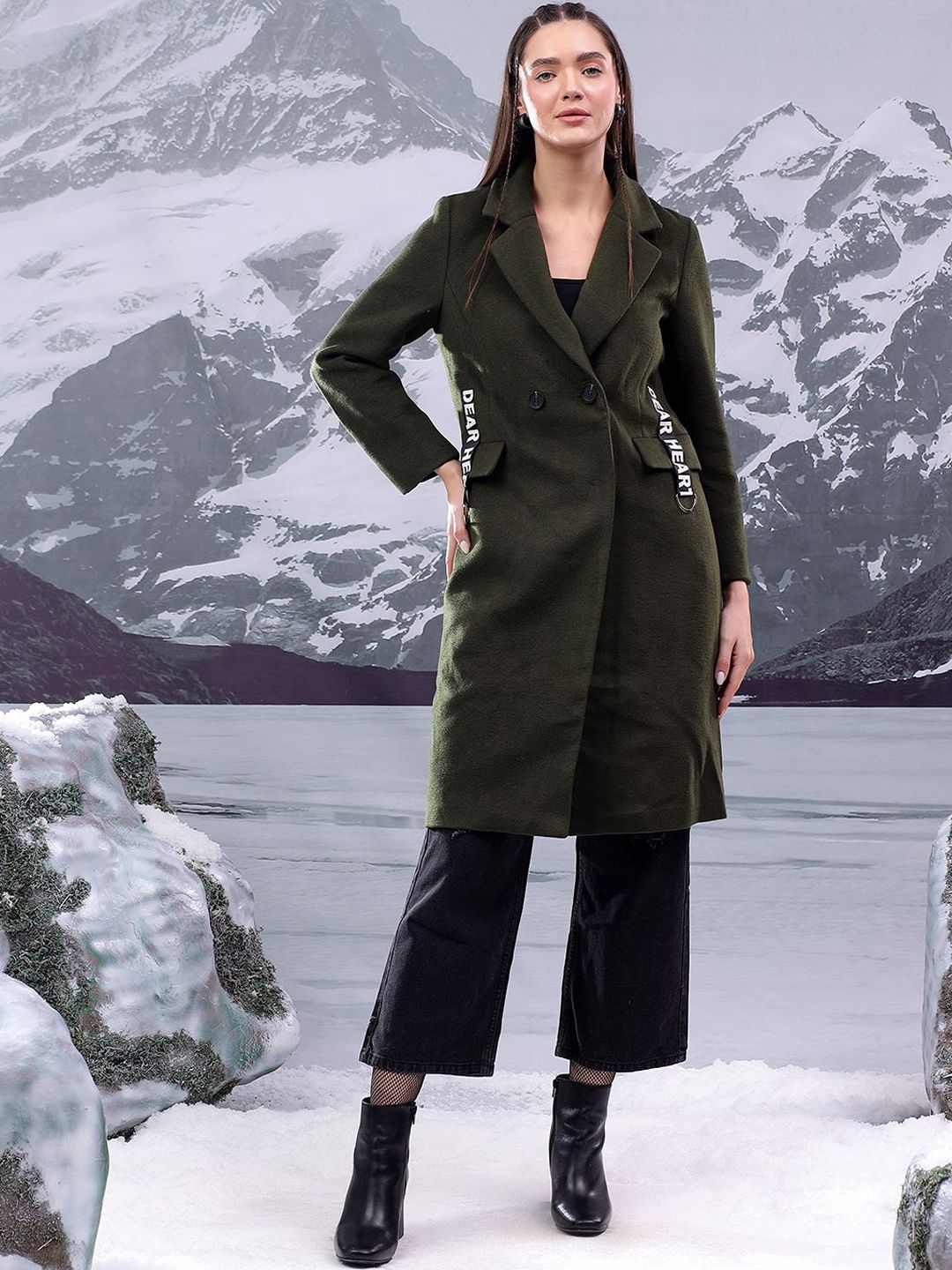 Kotty Women Notched Lapel Cotton Single-Breasted Overcoat