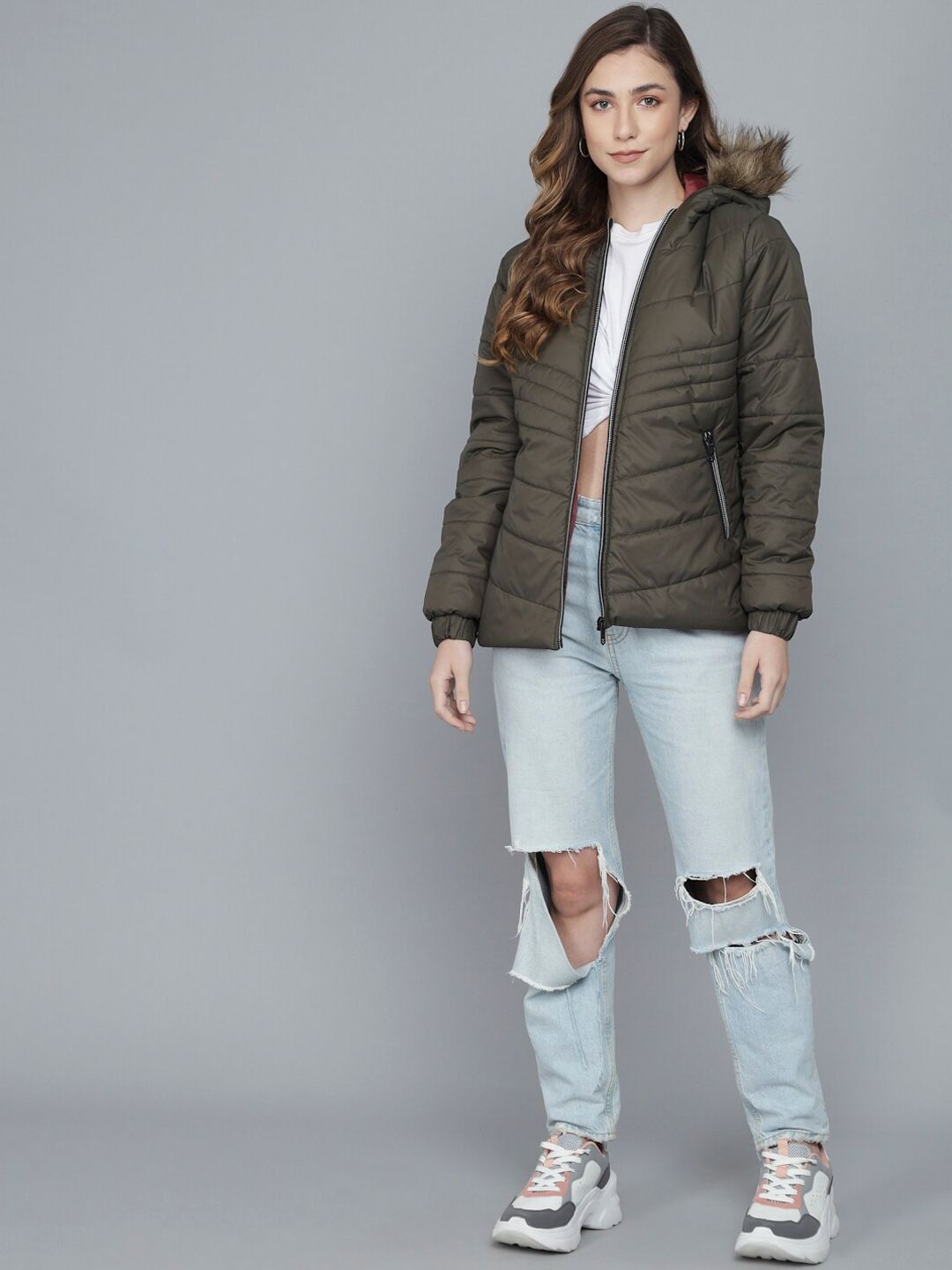 Kotty Women Green Lightweight Padded Jacket