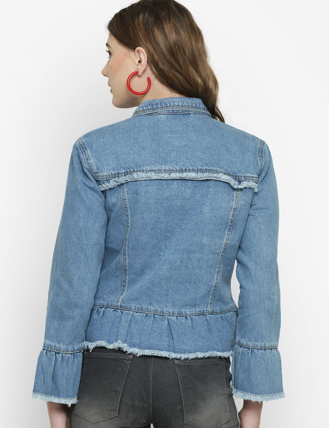 Kotty Women Blue Solid Denim Jacket