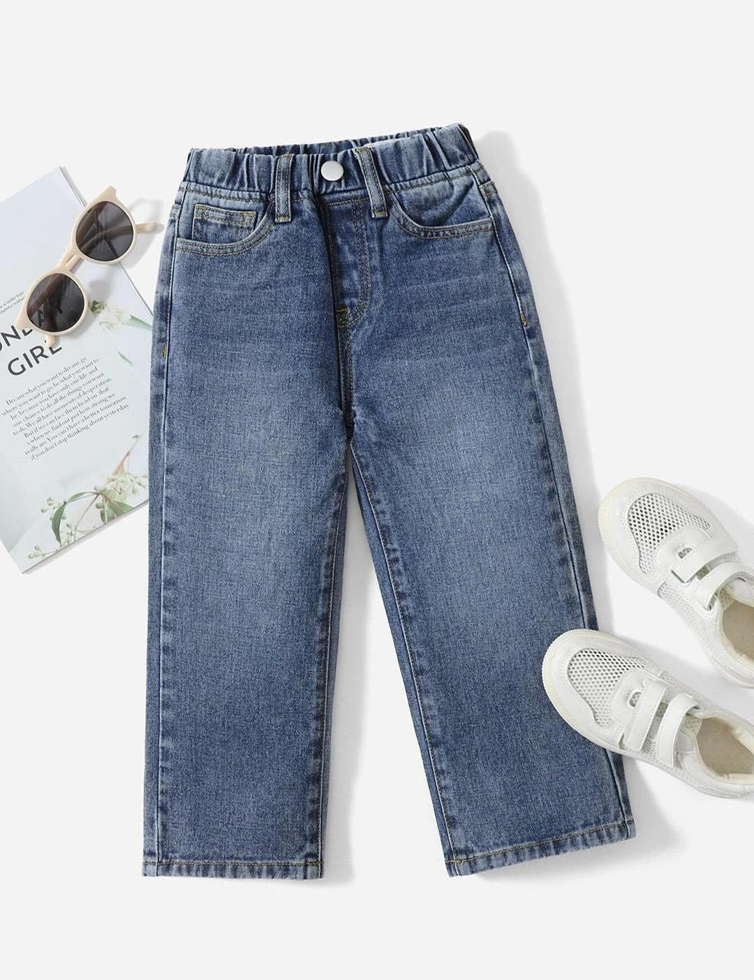 Kotty Girls Blue Jean Fit Heavy Fade Stretchable Jeans