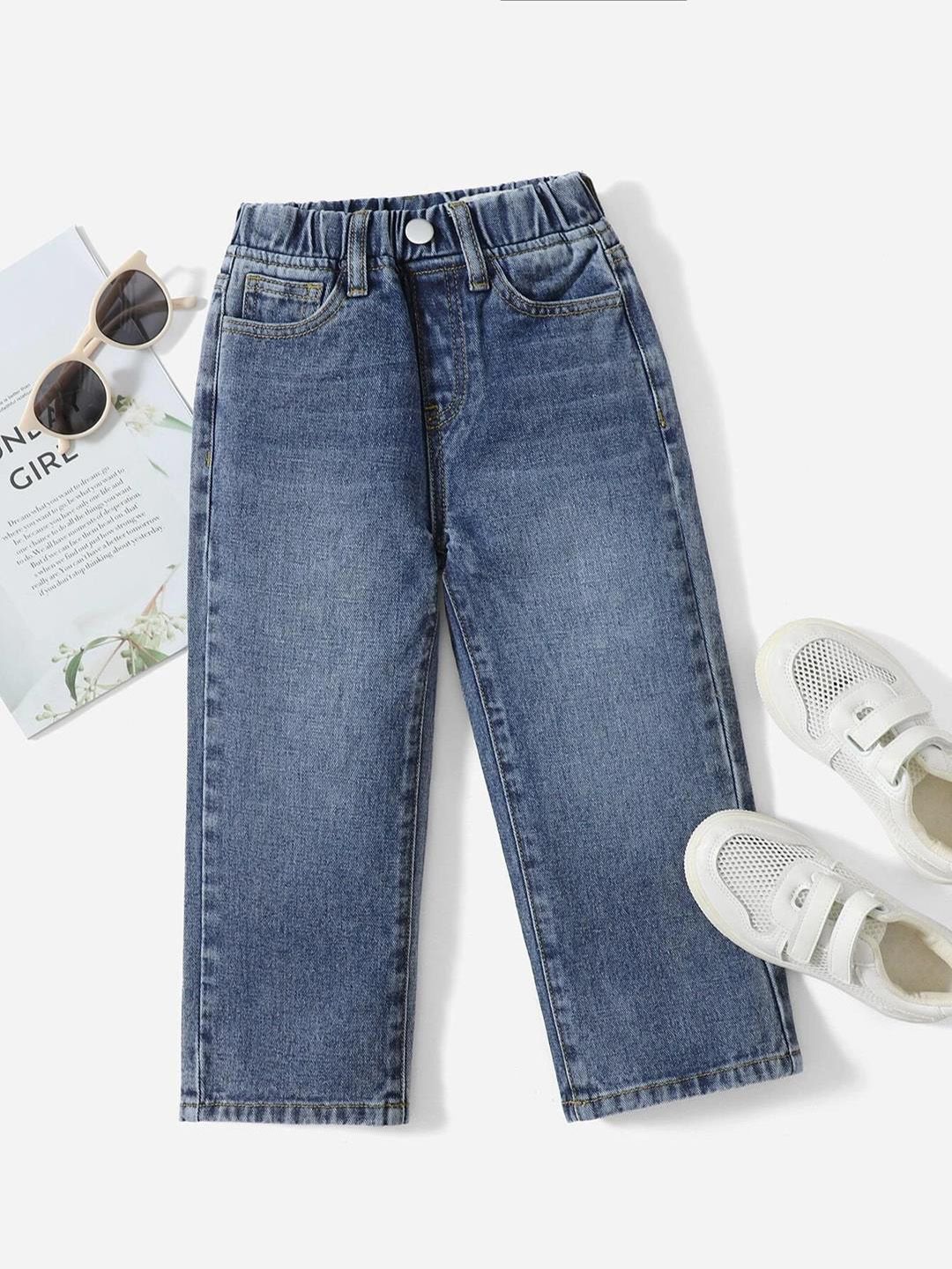 Kotty Girls Blue Jean Fit Heavy Fade Stretchable Jeans