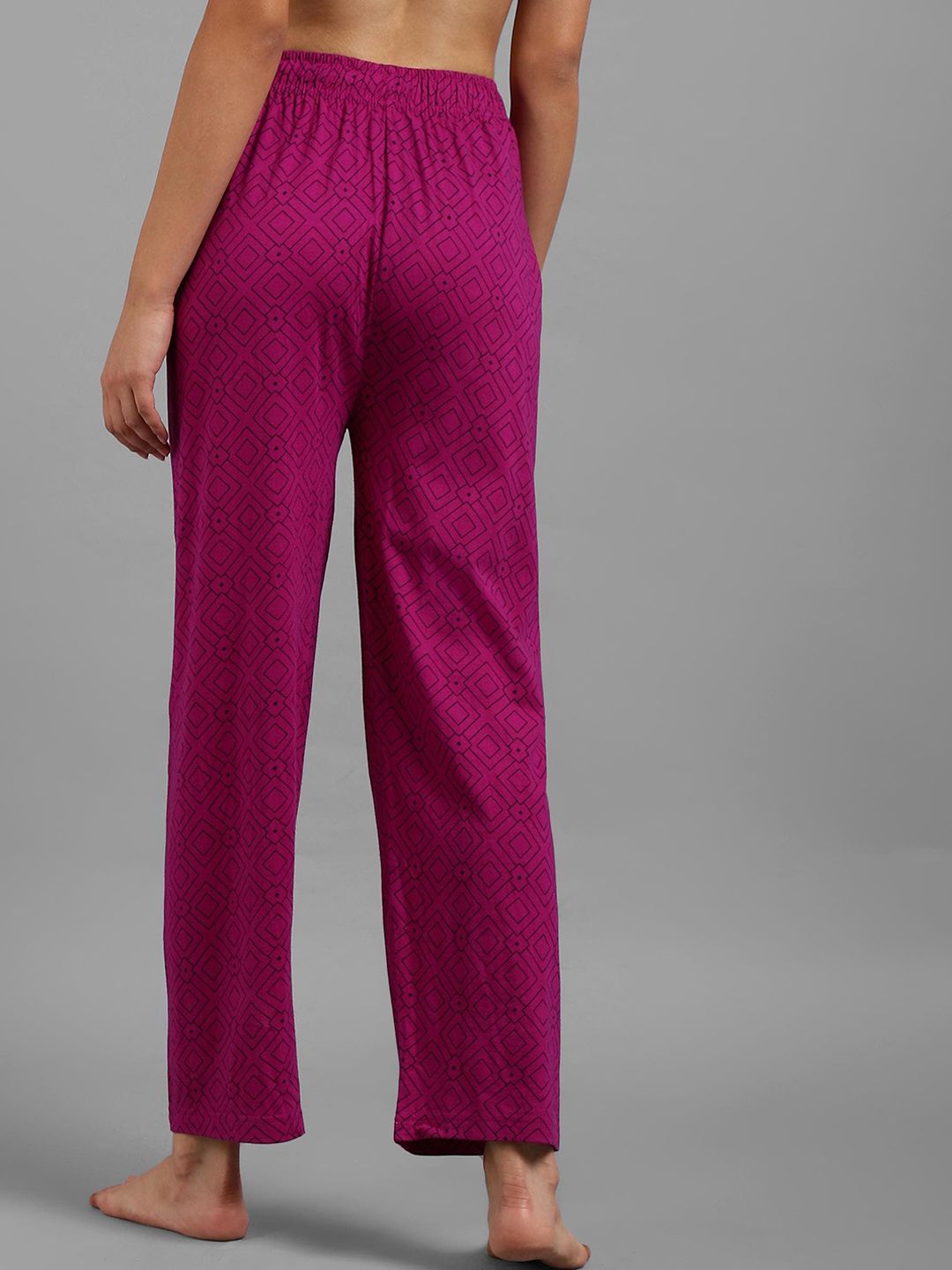 Kotty Women Purple & Black Geometric Print Lounge Pants