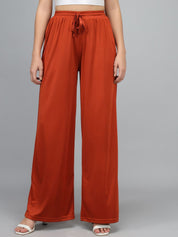 Kotty Women Maroon Loose Fit High-Rise Parallel Trousers
