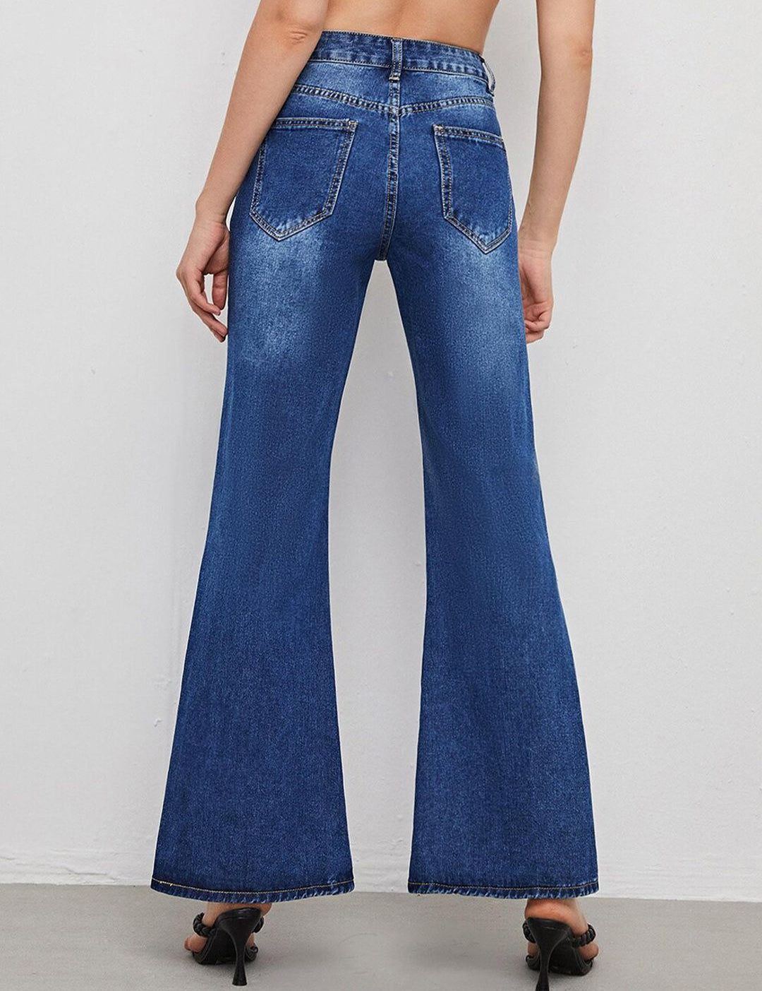 Kotty Women Jean Flared High-Rise Light Fade Stretchable Jeans